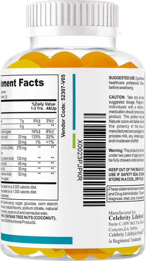 Ez Focus Gummies for Kids Brain Focus Support Chewable Focus Kids Vitamins Attention Supplement for Kids Children and Teens Kids Gummies for Focus...