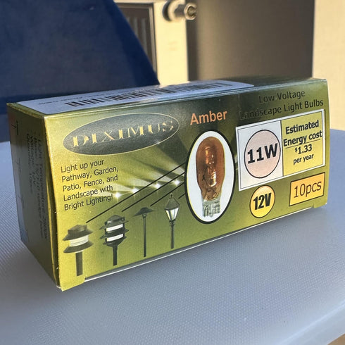 Landscape Low Voltage - 12 Volt 11W Amber Bulbs - T5 Wedge Bulbs - Compatible with Malibu Lights - Garden - Deck Light Bulbs - Yard Bulbs - 10 Pac...