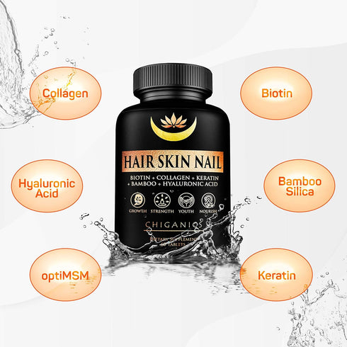 10X Potent Hair Skin and Nail Growth Vitamins Infused with Keratin + Collagen + Silica for Vibrant Hair- Extra Strength Biotin 5000mcg...