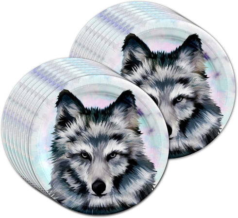 Wolf Birthday Party Supplies Set Plates Napkins Cups Tableware Kit for 16...