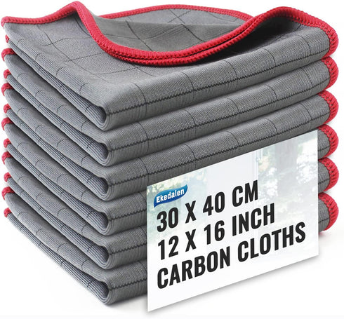 Carbon Cloth Lint Free Glass Cleaning Cloth Window Polishing Streak Free Microfiber Miracle Easy Clean Rag Reusable for Mirror Kitchen Dish Auto D...