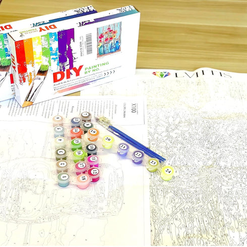 LVIITIS Acrylic Paint by Number Easy for Adults Kids Beginner, Drawing Paintwork with Paintbrushes,Arts Craft Home Wall Decor,Acrylic Pigment-Butt...