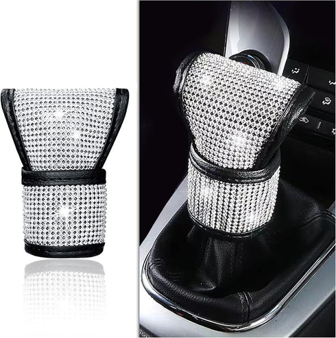 Crystal Auto Gear Shift Cover Bling Car Accessories,Universal Car Knob Gear Stick Protector from Scratching with Rhinestone Covers Car Decor Acces...