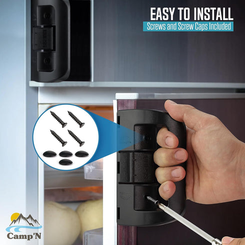 Camp'N Replacement Refrigerator/Freezer Door Handles with Screw Covers, Compatible with Most Dometic 26 and 28 c.f. Refers...