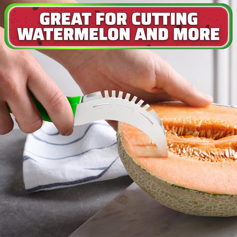 Watermelon Slicer Cutter Tool – Durable Stainless Steel Blade Watermelon Cutter with Ergonomic Handle | Slice or Cube Cantaloupe & Honeydew, Quick...