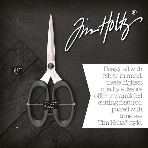 Tim Holtz Small Scissors - 6 Inch Scissors All Purpose for Cutting Fabric, Crafting, and Sewing - Heavy Duty Mini Scissors with Titanium Micro Poi...