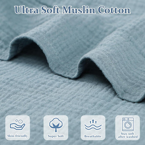 Muslin Baby Lounger Cover Soft Organic Cotton Slipcover Fits Newborn Lounger for Baby Boys and Girls (Blue)...