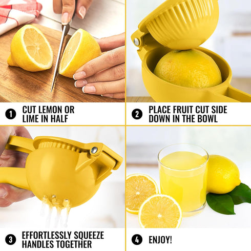 Zulay Kitchen Metal Lemon Squeezer - Handheld Lemon Juicer Squeezer - Easy to Use Citrus Juicer - Manual Press for Extracting the Most Juice Possi...