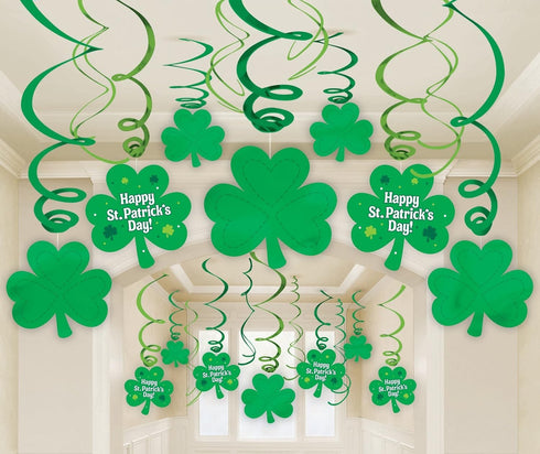 Amscan St. Patrick's Day Green Foil & Paper Swirl Hanging Decorations (30 Pc) - Ultimate Party Bundle for Festive Celebrations & Irish Enthusiasts...