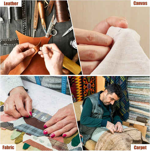 55Yards Waxed Thread with 7 Pcs Leather Needles for Hand Sewing 150D Flat Sewing Waxed Thread Leather Repair Needles for Women Sewing Upholstery L...