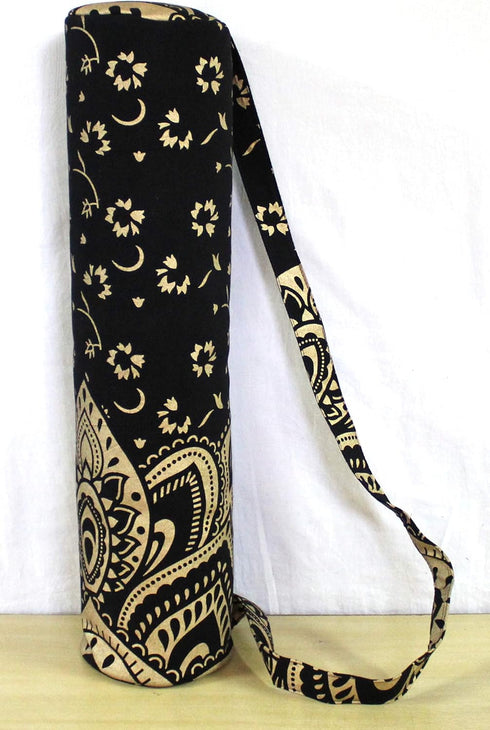 ICC Black Gold Mandala Full-Zip Exercise Yoga Mat Carry Bag Gym Beach Pilates Carrier Bags Hippie Mandala Indian Cotton Bag...