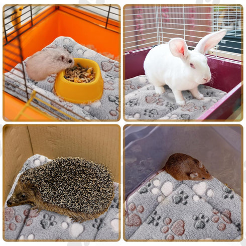 4 Pack Ultra Soft Dog Cat Bed Mat with Cute Prints Reversible Fleece Dog Crate Kennel Pad Cozy Washable Thickened Hamster Guinea Pig Bed Pet Bed M...