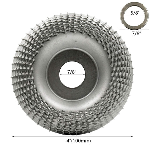Wood Carving Disc Grinder Shaping Disc 7/8 Inch Bore Wood Tungsten Carbide Grinding Wheel Carving Abrasive Disc for Sanding Carving Shaping (100mm...