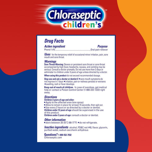 Chloraseptic Children’s Sore Throat Spray, Cherry-Licious, 6 oz...