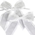 White Pre-Tied Organza Bows with Twist Ties. Pack of 12 Satin-Edged Fabric Bows Made of 1-1/2" Ribbon. Bow Measures 4" Wide (12, White)...
