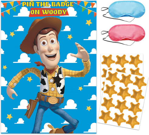 Toy Inspired Story Party Supplies, Toy Inspired Story Birthday Decorations, Pin The Badge on Woody Party Game Large Poster for Toy Inspired Story ...