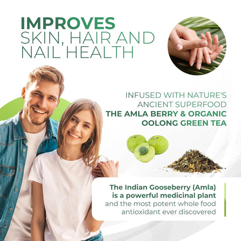 Amla Powder & Decaf Green Tea Superfood Supplement, 20x Ultra Concentrated Amla, Oolong Tea and Indian Gooseberries, Organic, Vegan, 90 Servings...
