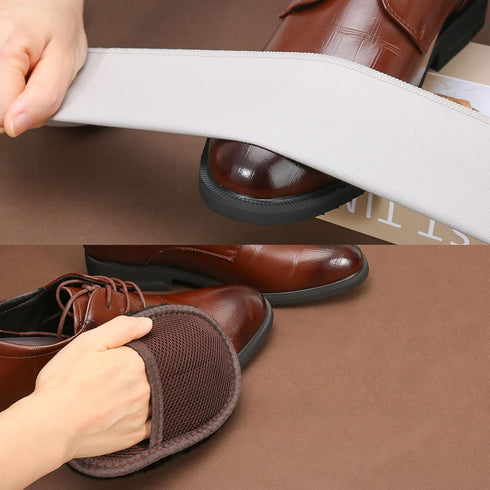5 Pcs Horsehair Shine Shoes Brush Kit Polish Dauber Applicators Cleaning Leather Shoes Boots Care Brushes Suede Cleaner Brush with Microfiber Shoe...