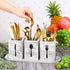 Kathfly 4 Pcs Silverware Caddy Utensil Holder for Countertop Silverware Organizer with Wood Tray Spoon Fork Holder for Kitchen Parties(Retro White...
