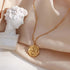 ROSE & BROWNE Gold Necklace for Women | Coin Pendant on Dainty Bead Ball Chain | Flower Engraving | 18k Gold Necklace for Stacking and Layering...