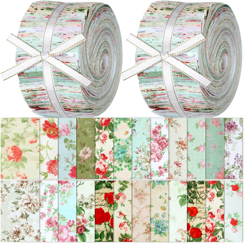 Ganeen 200 Pcs 2.56 Inch Sunflower Fabric Multicolor Patchwork Roll Solid Color Precut Quilting Strips Bundles Roll up Craft for DIY Quilting, and...
