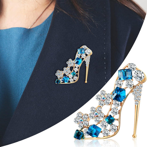 4 Pieces Brooches Pins for Women Rhinestone High Heel Crystal Brooches Princess Shoes Angel Wing Tear for Women Brides Gifts Party Favors Mom's Pr...