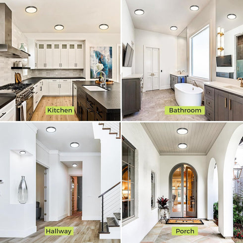 1PACK Flush Mount LED Ceiling Light Fixture Black, 6.5Inch 12Watt, Dimmable & 3000K-4000K-6500K 3 Color Selectable Ceiling Lamp 1200LM Low Profile...