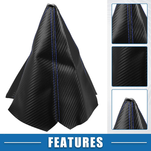 Car Shift Boot Cover Universal Gear Shift Knob Boot Dust Cover PVC PU Black with Blue Stitches...