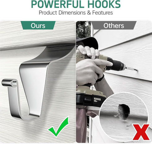 Vinyl Siding Hooks, (30 Pack) Heavy Duty Vinyl Siding Hangers Clips, No Drill No Hole House Hook for Hanging Outdoor Lights Wreath Decor on Patio ...
