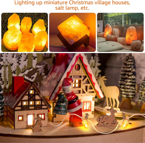 Christmas Village Lights with 10 LED Warm-White Bulb,Decoration for Christmas Village Houses,C7 Christmas Village Light Cord...