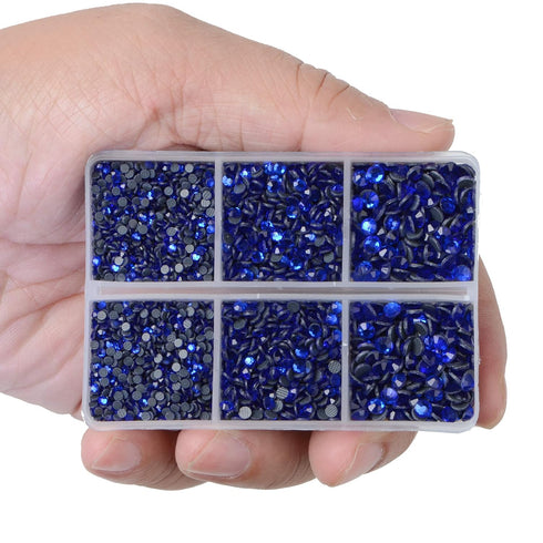 LPBeads 6400 Pieces Hotfix Rhinestones Sapphire Flat Back 5 Mixed Sizes Crystal Round Glass Gems with Tweezers and Picking Rhinestones Pen...