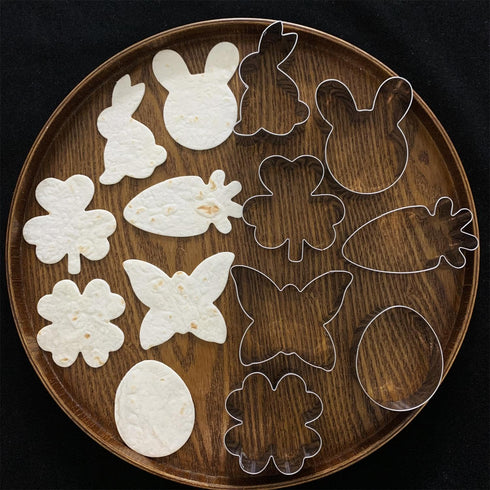 LUBTOSMN Shamrock Easter Cookie Cutter Set-3 Inches-7 Piece-Shamrock, Egg, Bunny, Carrot, Flower, Butterfly, Bunny Face, Easter Cutter Fondant Mol...
