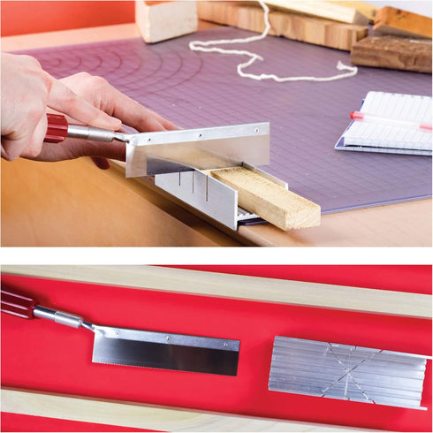 Excel Blades Metal Mitre Box Set With Handle and Razor Pull Saw Blade - Small 6-Inch Aluminum and Steel Tool for Wood, Plastic, and Soft Metals, 2...