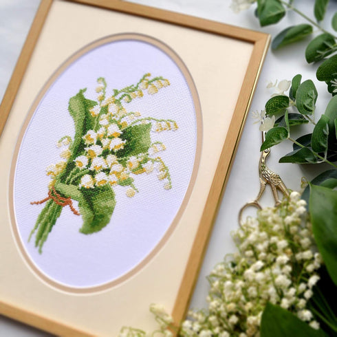 Povitrulya Counted Cross Stitch Kit for Adults 'Lily of The Valley' - Embroidery Set with May Lily Flower Bouquet...