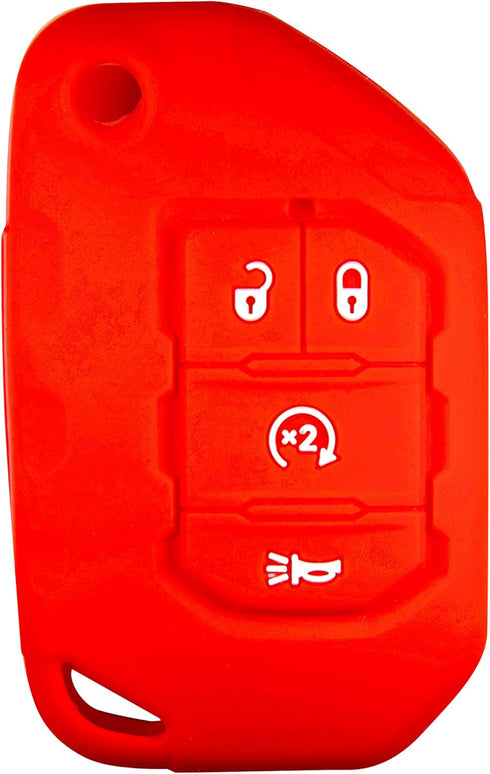 1x New Key Fob Remote Fobik 4 Buttons Silicone Cover Fit/For Jeep Gladiator Wrangler....