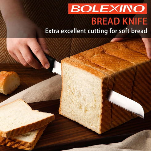 10 Inch Serrated Knife for Homemade Bread With Sheath, Wide Wavy Edge Blade For Bread Cake Cutting Slicing, High-Carbon Japanese Stainless Steel...