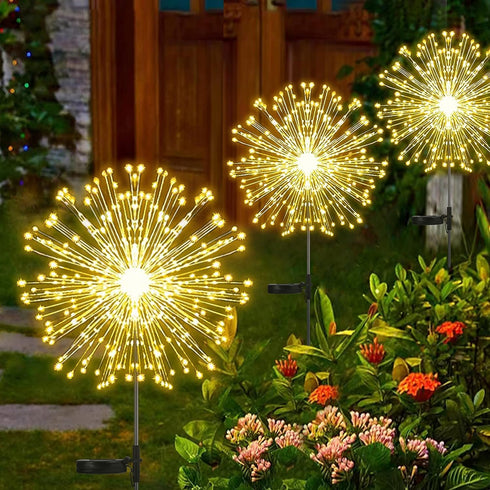 Set of 2 outdoor solar decorative lights with 210 LEDs, waterproof solar firework lights with 2 modes: flashing and stable, suitable for outdoor, ...