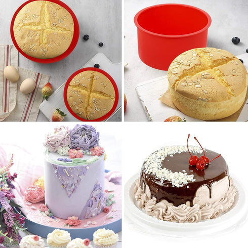 4 Inch Silicone Mini Cake Molds, Round Baking Pan Non-Stick Silicone Baking Molds Bakeware Pan Reusable Cake Pans for Muffin, Cupcake, Layer Cake,...
