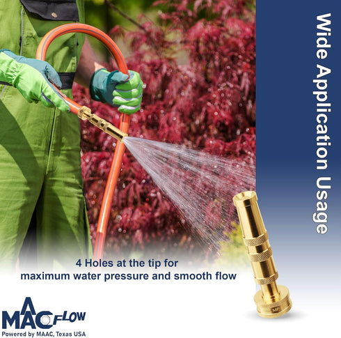 Brass Garden Water Hose Nozzle High Pressure Watering 3/4" NH With 3 Rubber Washers (Pack of 1)...