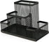 Huron Pen Holder and Desk Organizer, 4 Compartment Black Steel Mesh...