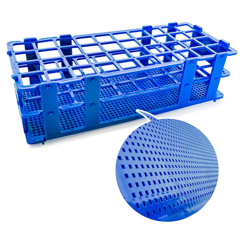 3 Packs Plastic Test Tube Rack, 40 Holes Lab Test Tube Rack Holder for 20mm Test Tubes, Blue, Detachable (40holes)...