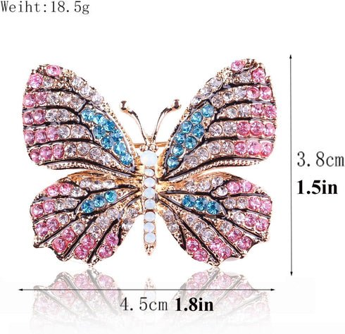 Delicate Butterfly Rhinestone Brooch Pin - Glittering Crystal Butterfly Brooch Pin for Women and Girls...