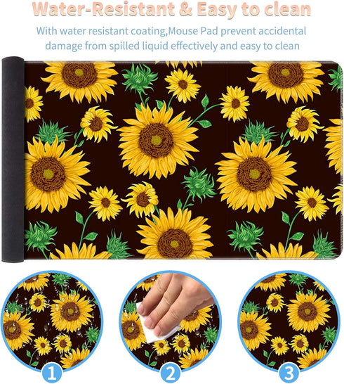 Large Gaming Mouse Pad with Stitched Edges, Desk Pad Protector, Computer Keyboard Mouse Mat Non-Slip Cute Desk Decor for Home/Office/Study Accesso...