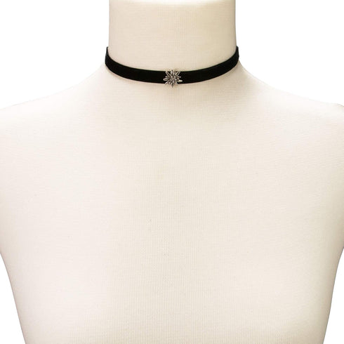Traditional Velvet Choker Rhinestone Edelweiss mini, Ladies costume jewelry, bavarian necklace close-fitting, elastic narrow choker for Dirndl, Le...