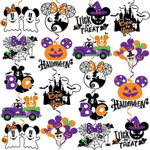 36Pcs Mouse Halloween Decorations Hanging Swirl, Mouse Theme Halloween Party Supplies Halloween Foil Swirl Ceiling Hanging Decor for Halloween Bir...