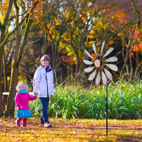 Outdoor Wind Spinner 33" Metal Wind Sculpture Waterproof Fluorescence Wind Spinners for Garden Patio Lawn Decoration...