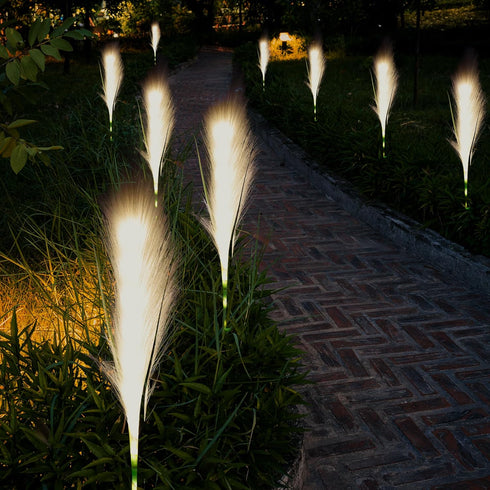 Solar Outdoor Garden Lights, 2 Pack LED Lights Waterproof, Sway by Wind Simulation Reed Lights Decoration for Garden Patio Walkway Pathway Yard (W...