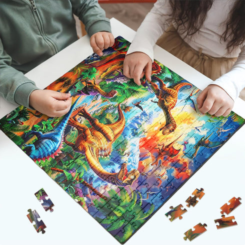 Jigsaw Puzzles for Kids Ages 4-6 6-8 8-10-Dinosaur Puzzle 200 Pieces Relax Kids Puzzles Ages 5-8 10-12 -Learning Educational Toys Gift for Boys an...