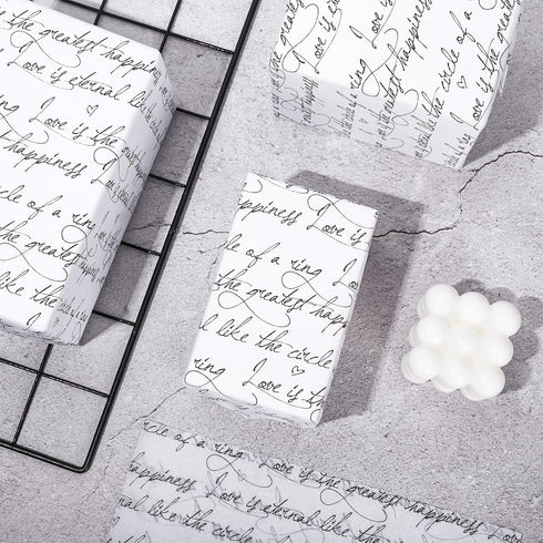 Whaline 100 Sheet Letter Gift Black White Tissue Paper Love Romantic Words Gift Packing Tissue Paper DIY Art Craft Paper for Wedding Birthday Part...