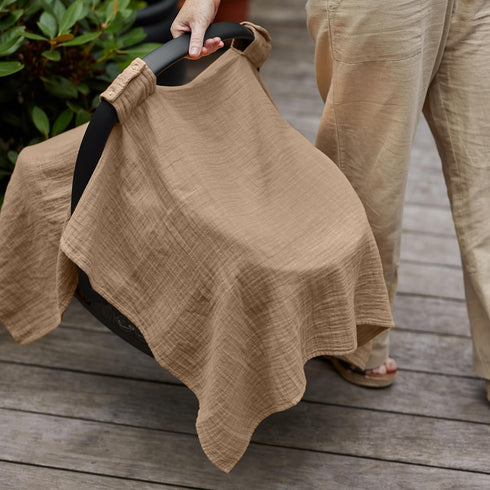 Denmark - Muslin Baby Car Seat Cover for Boys and Girls – 100% Organic Cotton Car Seat Canopy with Perfect Fit for Baby Carrier - 43 x 31 (Natural...
